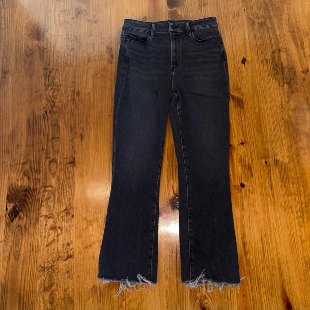 PAIGE Black Raw Frayed-Hem Boot Leg Jeans Size 31